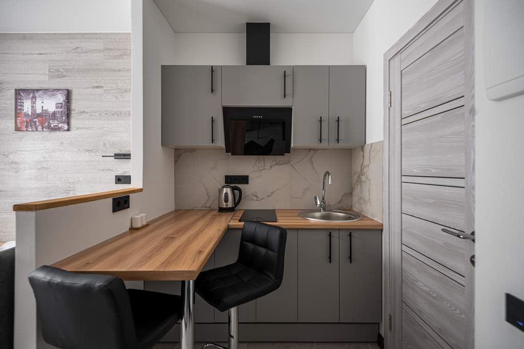 Kitchen "Studio for two next to the botanical garden"